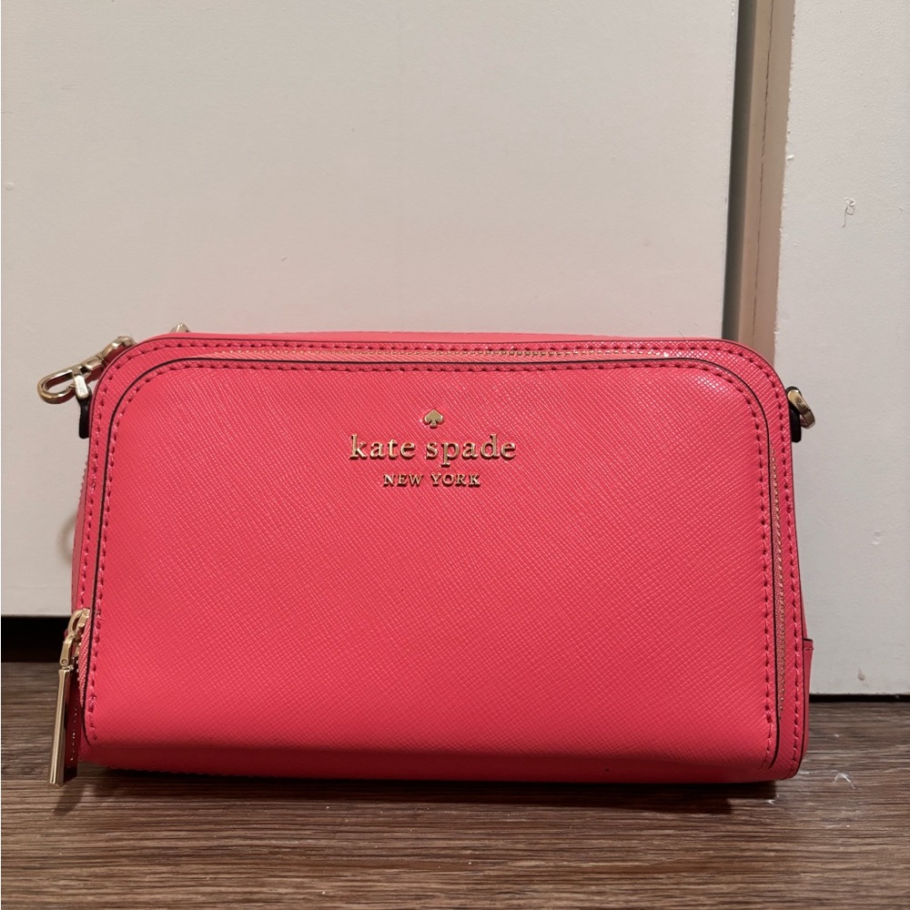 Kate Spade Pink Clutch with Gold Hardware